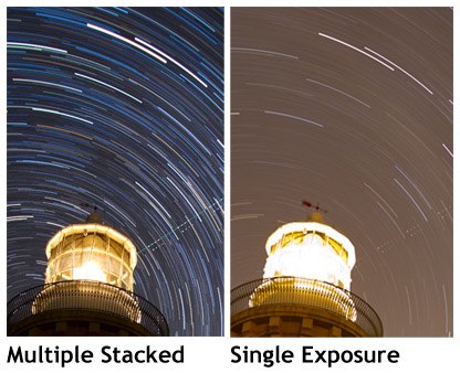 long exposure or stacking for star trail