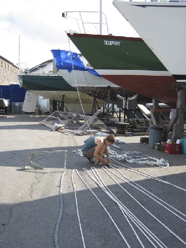 Checking and measuring the anchor chain etc, installing length markers etc