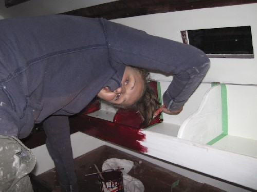 And she wonders why she gets paint in her hair?