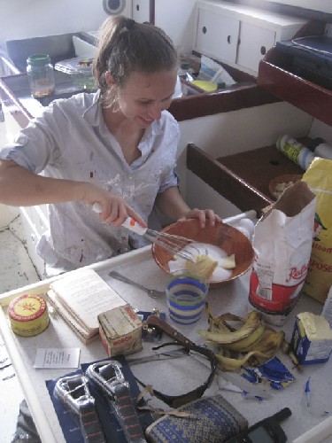 Making Bannana cake in a pressure cooker, YUM!