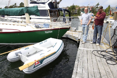 Our finished custom-made super expedition rib! Thanks Bill (on right)