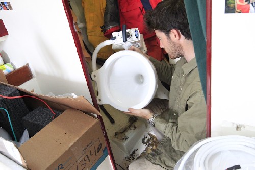 Installing the new heads toilet