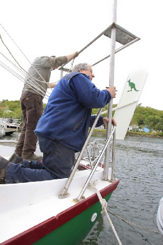 Derek doing a test-fit of the nearly complete stainless steel arch