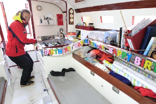 Jess setting up for my Birthday!