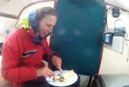 I cooked Jess the pancakes anyway that I\'d promised us both I\'d make for breaky had we stopped at Kap Desolation. They lasted about 30min in her tummy =(