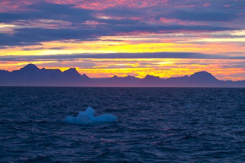 Sunrise of the coast of Greenland