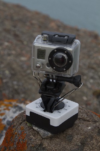 GoPro camera on an egg timer for time-lapse pan