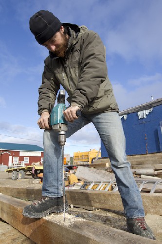 Now thats a real man\'s drill - building yacht cradle