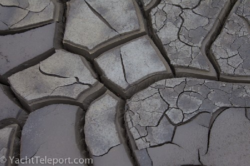 Beautifully cracked up old pans of mud