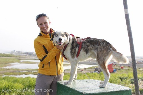 Jess and one of Rollands beautiful sled dogs
