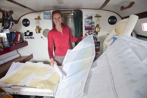 Jess sorting out the many charts