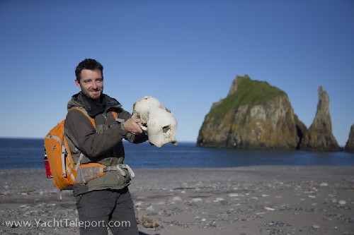 Chris with a Walrus Skull