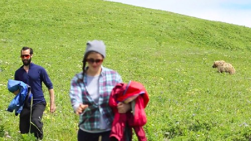 Moments after the bear and we surprised each other! Lizzy and Tom in foreground.