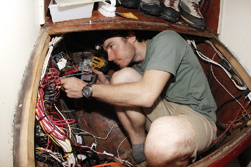 Chris trying to work out the electrical wiring
