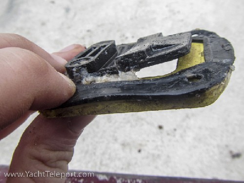 salt crystals wedging open our bilge pump valve - Click for full-size.