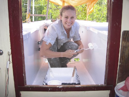Jess painting the new cockpit - looking good!