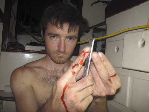 Blood sweat and holding back the tears =P damn fibre glass