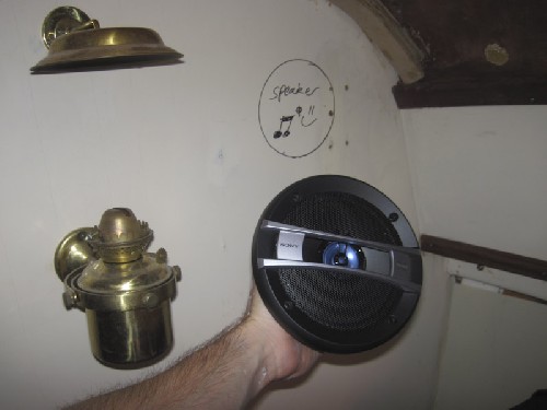 Putting in speakers for our sound system!