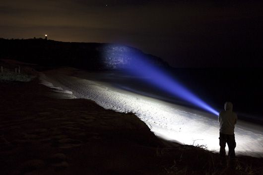 The LED Lenser P7 illuminating a headland about 800m away